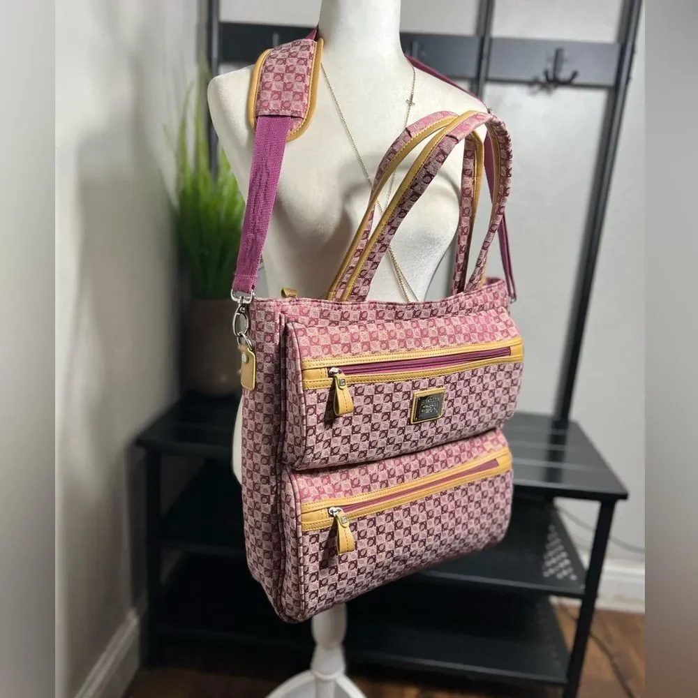 Liz Claiborne Randa luggage carry-on bag tote purple tan